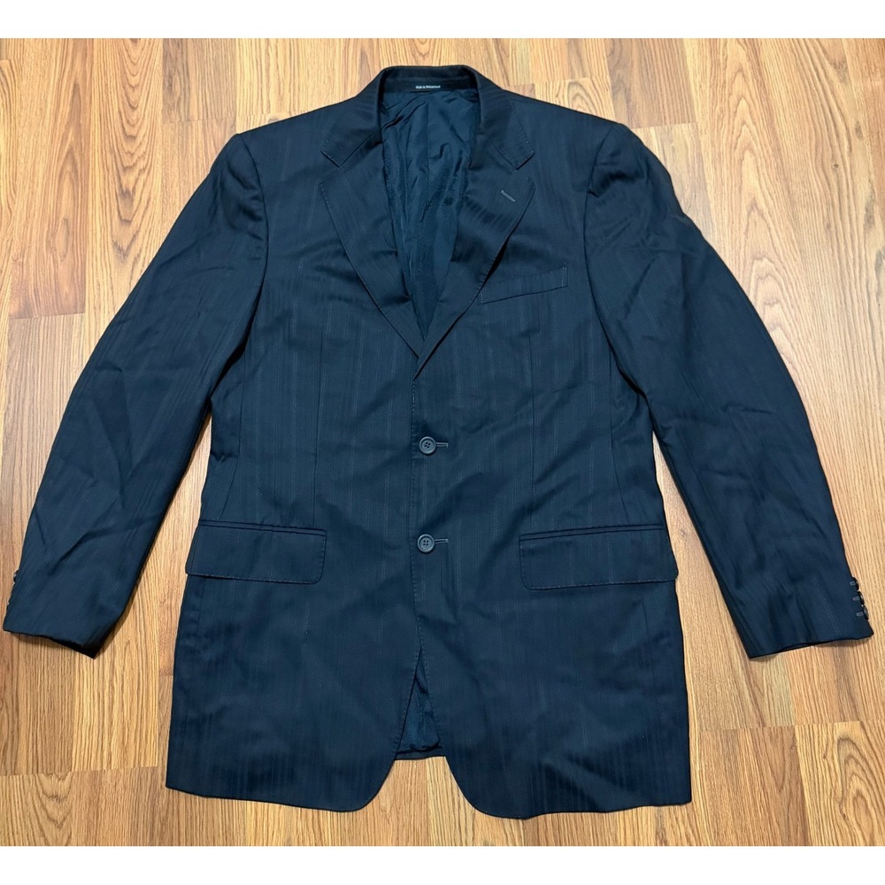 Versace Blazer Mens 54R Wool Sport Coat Black Pinstripe Made In Switzerland